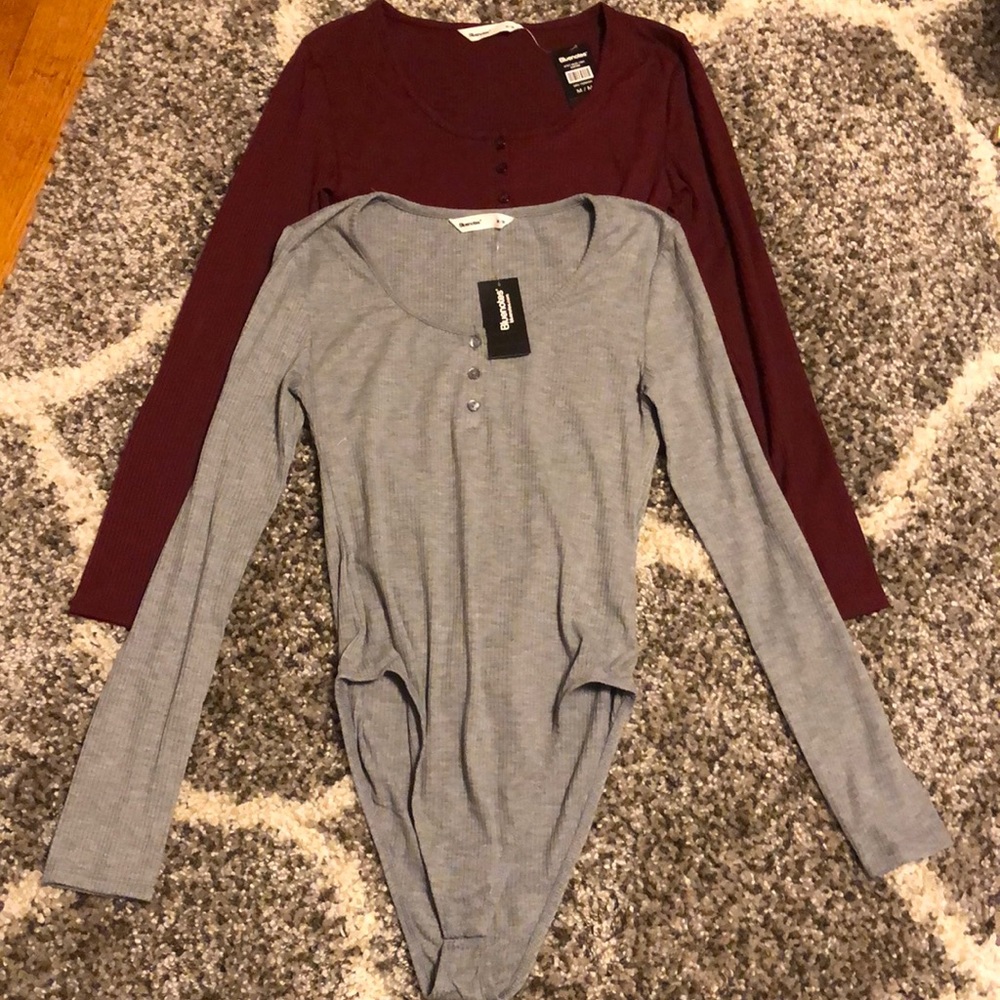 NEW 2 Charlotte Russe Blue Notes BodySuits Medium